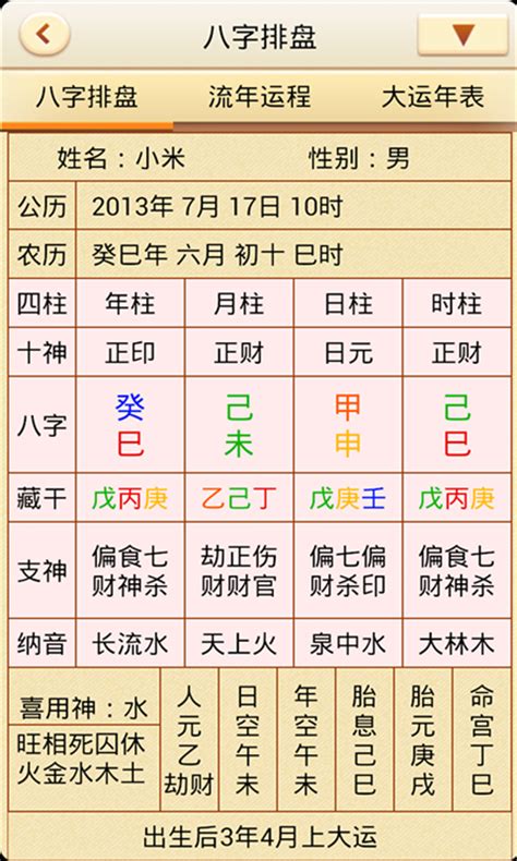 四柱八字排盘程式|八字排盘